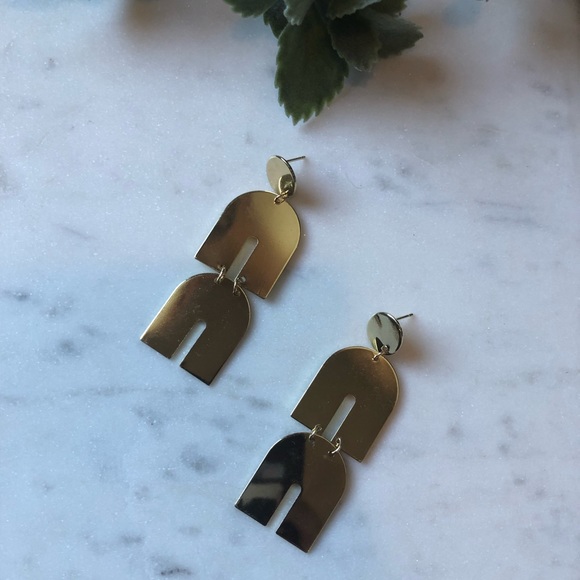 The Heidi - Gold Geometric Earrings - Picture 2 of 5